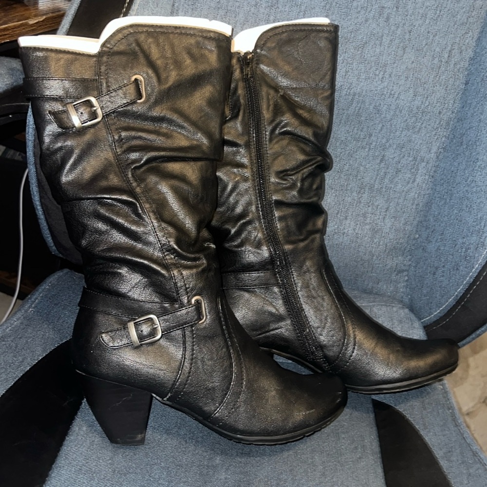 Baretrap half calf leather faded black boots